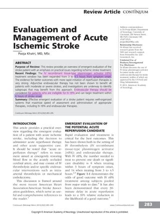 Evaluation And Management Of Acute Ischemic Stroke Pdf