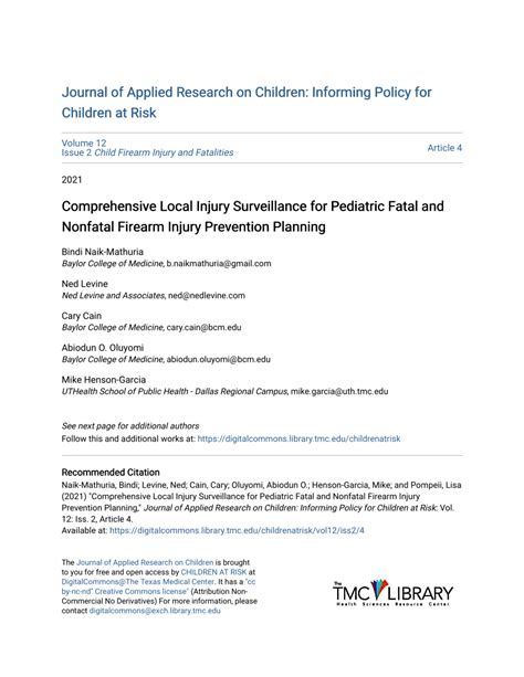 Pdf Comprehensive Local Injury Surveillance For Pediatric Fatal And