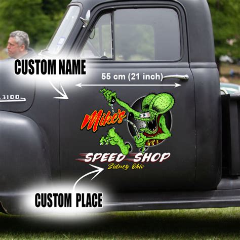 Personalized Hot Rod Rat Fink Speed Shop Vinyl Wrap Sticker Dingmun