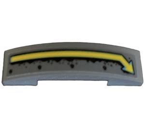 Lego Dark Stone Gray Slope X Curved Double With Yellow Bent Arrow