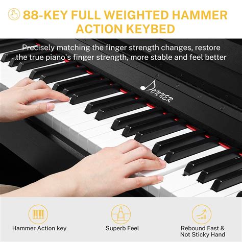 Donner Upright Digital Piano Keys Weighted Hammer Action Compact