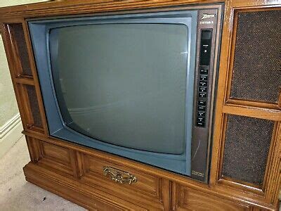 Rare Vintage Zenith System Crt Tv Retro Gaming Wood Cabinet