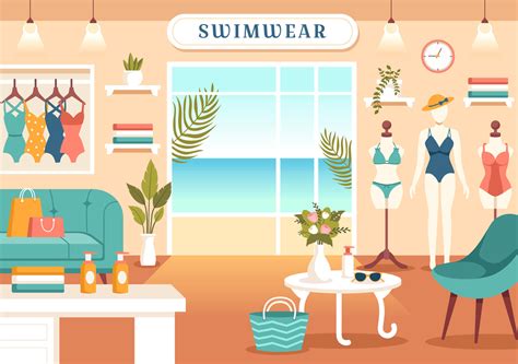 Swimwear Illustration Featuring A Variety Of Bikini And Swimsuit