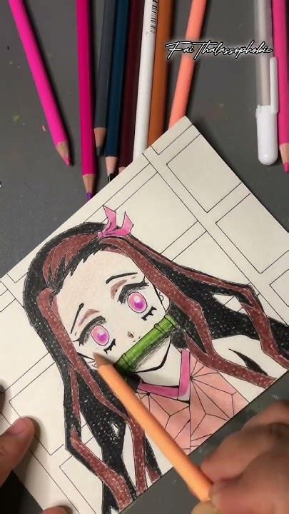 Nezuko Kamadodemon Slayer In Colored Pencils ️shortsartnezukoanimedrawingdemonslayer