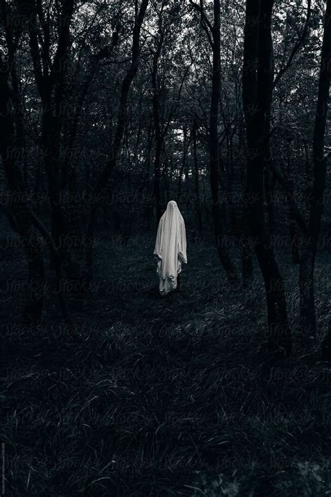 "Halloween Ghost In A Dark Forest" by Stocksy Contributor "Nataša ...