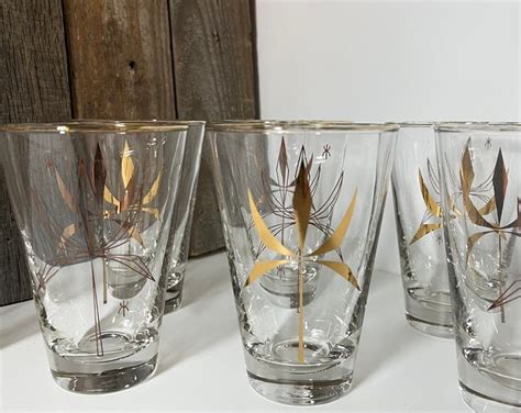 Vintage Mid Century Cocktail Glasses Starburst Like Design Set Of 8 Etsy