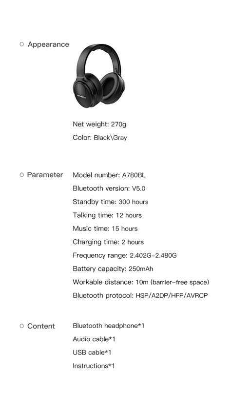 AWEI A780BL Foldable Bluetooth 5.0 Headphone Gray