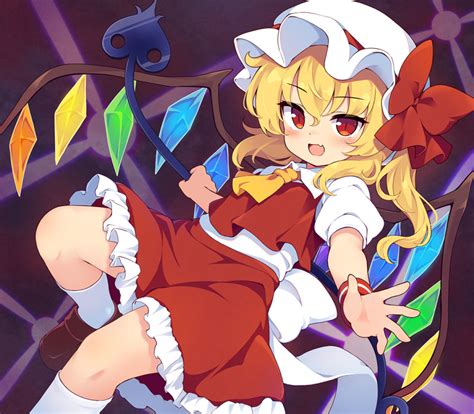 Baku P Flandre Scarlet Touhou Commentary Request Girl D Ascot Back Bow Blonde Hair