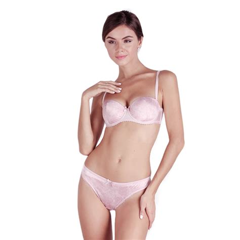 New Year Gift Fashion Design Lingerie Set Women Everyday Bra Set Adjustable Push Up Pink Satin
