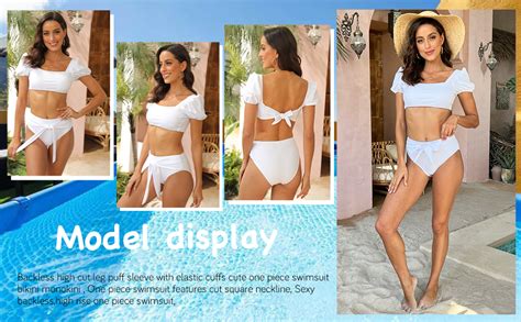 Amazon Fisoew Women S High Waist Bikini Sets Tie Knot Tummy Control Swimwear Piece