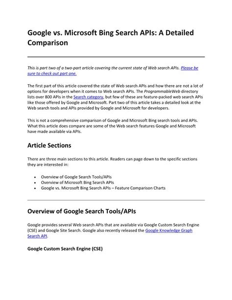 Google Vs Microsoft Bing Search Apis A Detailed Comparison Docslib