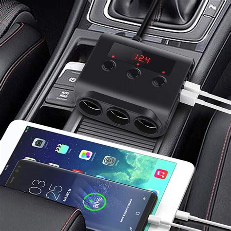 V Way Car Cigarette Lighter Socket Splitter Way Usb Car Charger