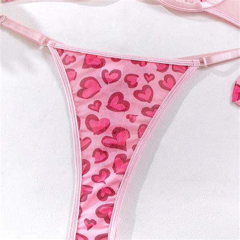Lism Custom Cross Border Foreign Trade Breathable Pink Heart Gathered Sexy Lingerie Thong Gloves