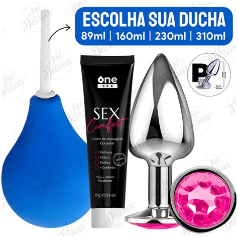 Kit Plug Anal Pequeno Gel Lubrificante Anal Sex Comfort One Sex Ducha Higi Nica Anal