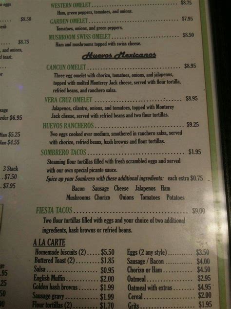 Menu at Bailey's Restaurant, Houston