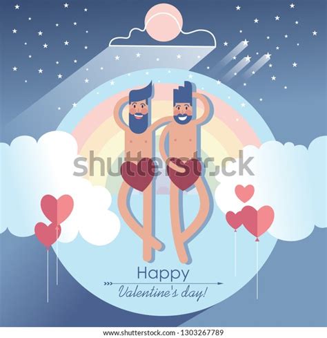 Cute Gay Couple Naked Bearded Men Stock Vector Royalty Free Shutterstock