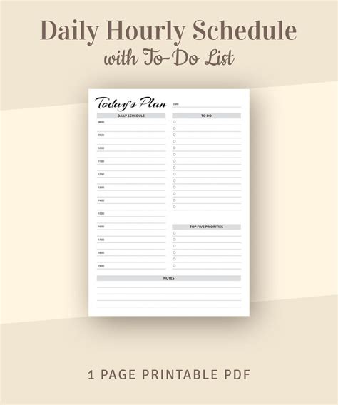 daily planner printable daily hourly schedule template student