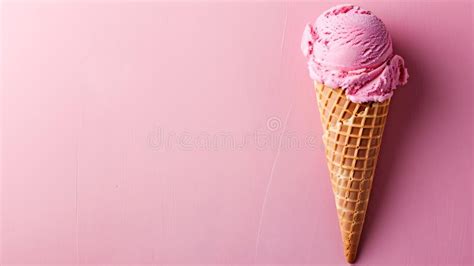 Hot Pink Ice Cream Cone On A Pink Background With Copy Space Stock Illustration Illustration