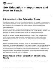 Importance Of Sex Education Advantages Teaching Methods Course Hero
