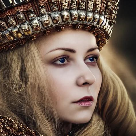 Beautiful Nordic Queen With Ornate Cloak And Crown Stable Diffusion