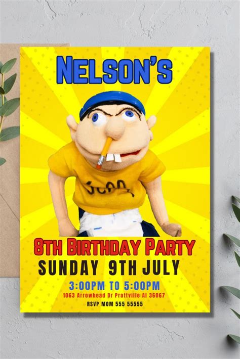 An Image Of A Cartoon Character Birthday Party Card