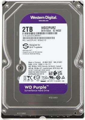Жесткий диск WD Purple WD22PURZ, 2ТБ, HDD, SATA III, 3.5" – купить в ...