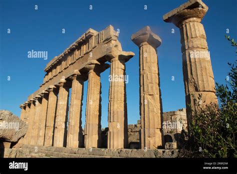 Ruins of Greek Temple C - on the acropolis, the hilltop citadel of the ...