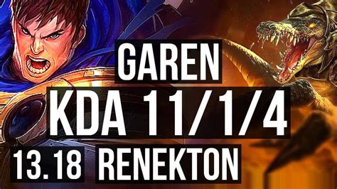 GAREN Vs RENEKTON TOP 11 1 4 1 9M Mastery 500 Games Dominating