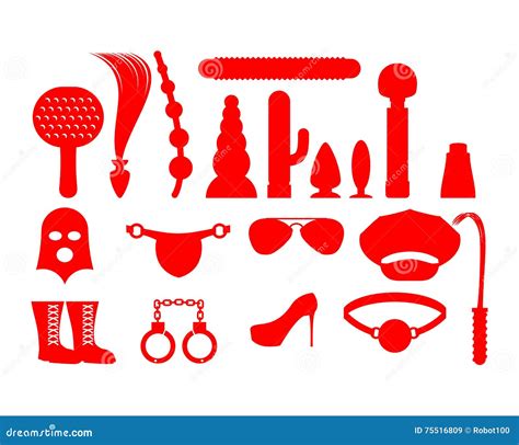 Sex Icons For BDSM Sextoys For Xxx Knut And Gag Stock Vector