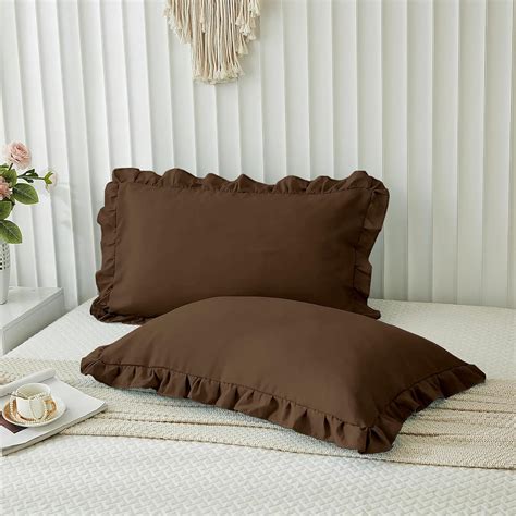 amazoncom microfiber ruffle pillow shams standard size set