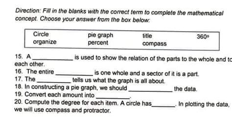 Solved Direction Fill In The Blanks With The Correct Term To Complete The Mathematicall