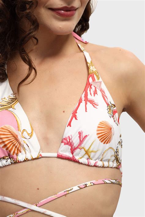 Guess Desenli Ba Lama Detayl Removable Gen Bayan Bikini St E Gj Mc R P W Beyaz