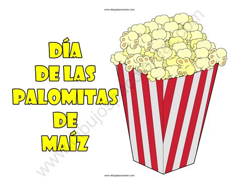 Dia De Las Palomitas De Maíz Dibujo A Color Y Para Colorear