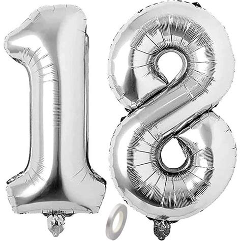 Ballons En Forme De Chiffre E Anniversaire En Argent Grand