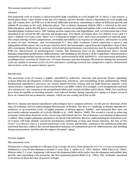 The Normal Menstrual Cycle in Women | PDF | Menstrual Cycle | Animal ...