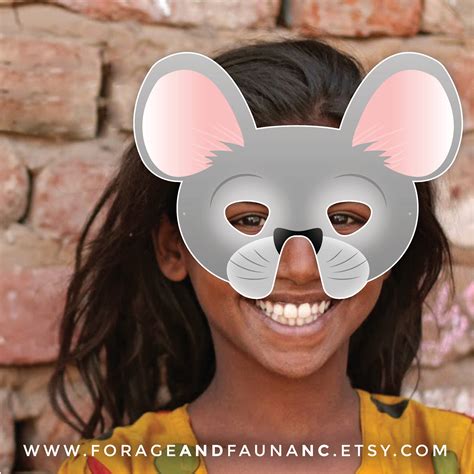 Mouse Printable Party Mask Gray Mouse Halloween Mask Party Prop Cute