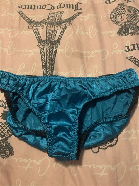 Vintage S Second Skin Satin TEAL Bikini Sissy Panti Gem