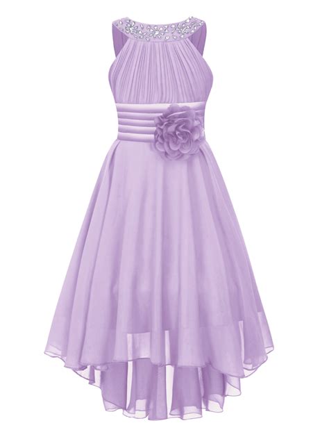 iiniim Girls One Shoulder Flowers Chiffon Wedding Bridesmaid High Low