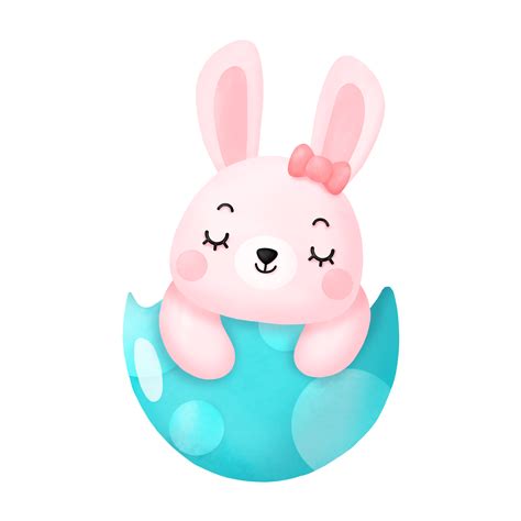 Happy Easter Watercolor Clipart Rabbit And Egg Png