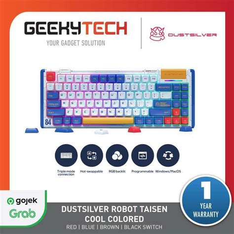 Jual DUSTSILVER Robot Taisen Cool RGB Hot Swap Wireless Mechanical Keyboard BLUE SWITCH Di