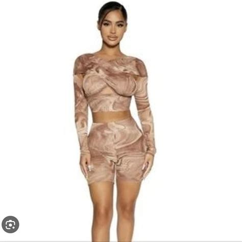 Naked Wardrobe Women S Brown And Tan Top Depop