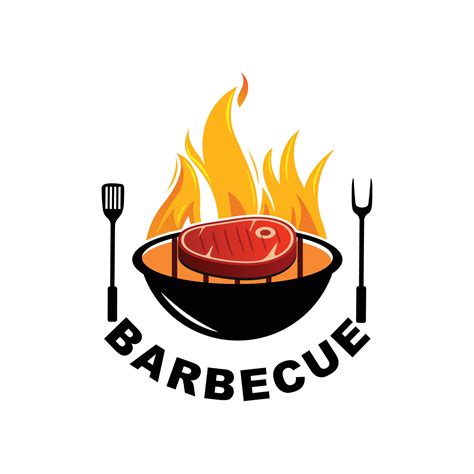 Barbecue Logo Design Grilled Meat Food Company Vector Illustration