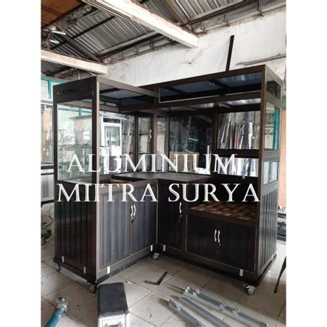 Jual Booth Stan Stall Restoran Makanan Gerobak Roda Etalase Aluminium