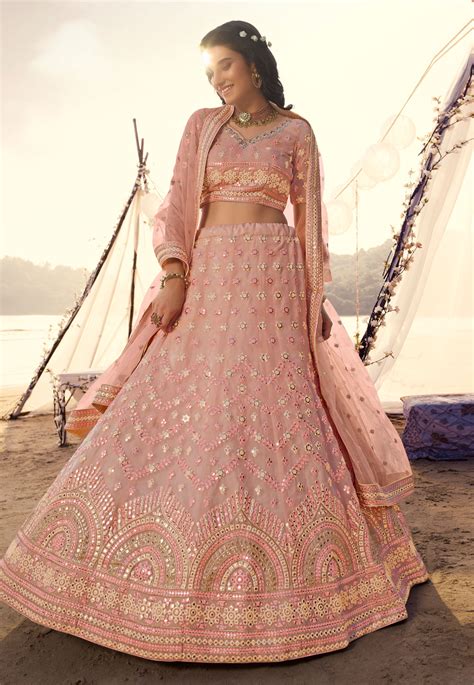 Pink Organza Circular Party Wear Lehenga Choli 5503