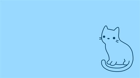 Cute Cat Aesthetic Blue Wallpaper