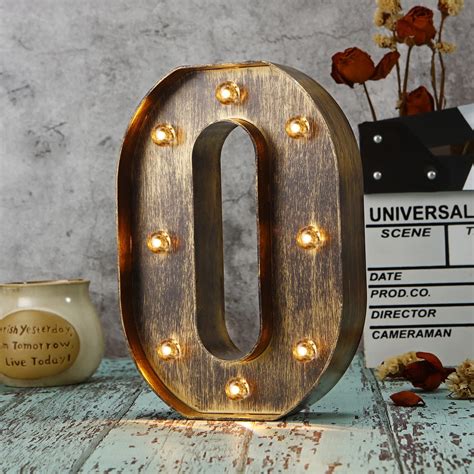 Oycbuzo Golden Black Led Marquee Letter Industrial Vintage Style