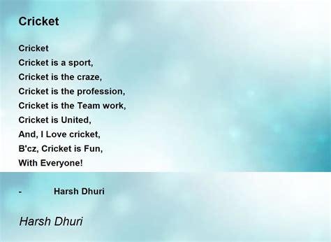 Cricket - Cricket Poem by Harsh Dhuri