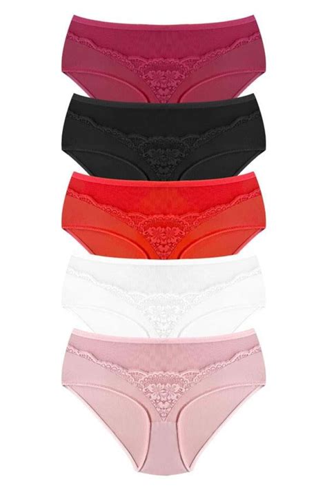 Cottonhill Transparan Tüllü Dantel Detaylı Beli Lastikli Büyük Beden Kadın Bikini Külot li