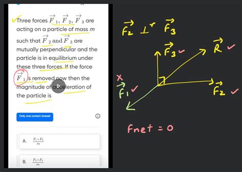 Three Forces F1 F2 F3 Are Acting On A Particle Of Mass M Such That F2