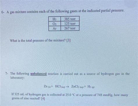 Solved A gas mixture contains each of the following gases at | Chegg.com